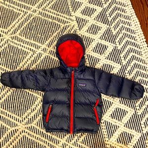 Patagonia Hi-Loft Down Sweater Hoody coat jacket 2T Navy